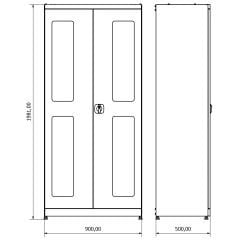 üç cnc raflı metal malzeme dolabı 5022