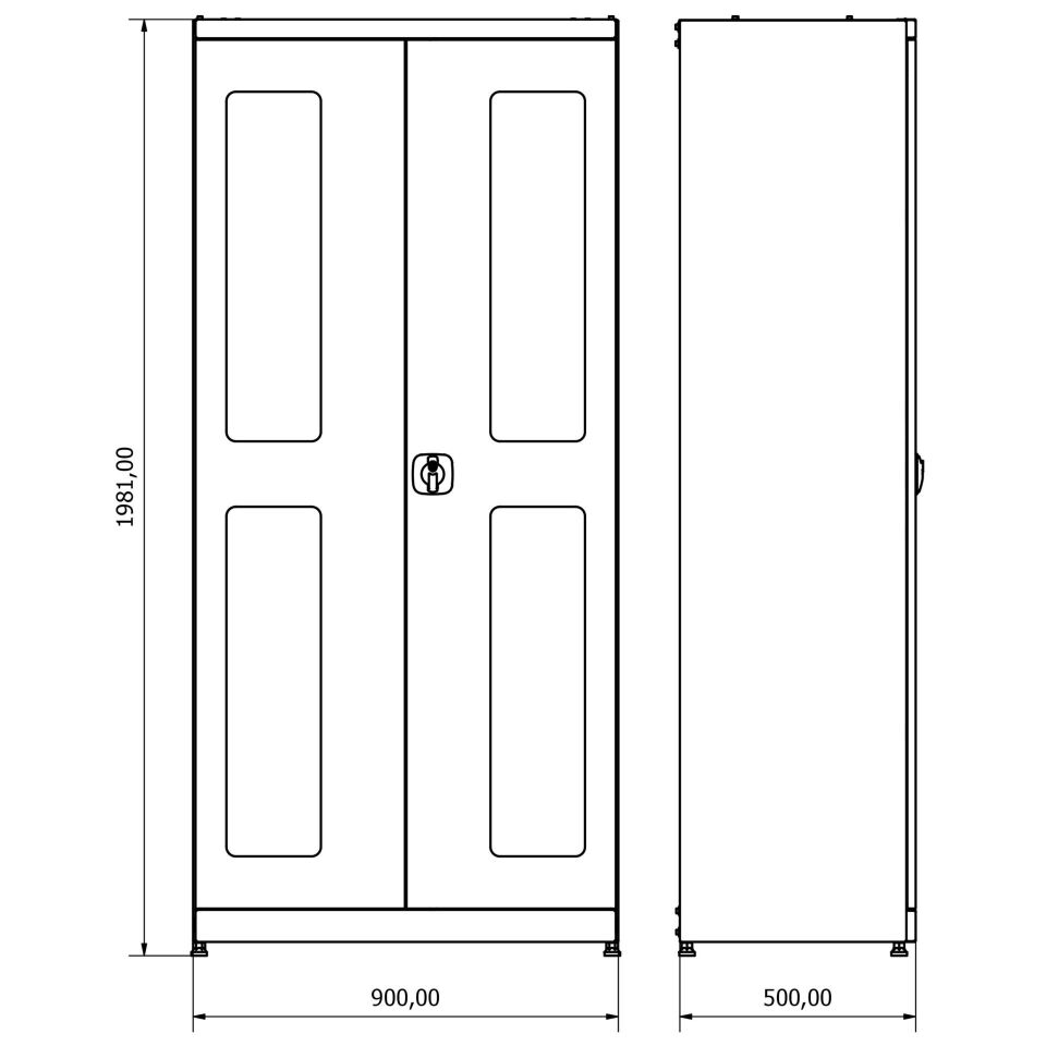 üç cnc raflı metal malzeme dolabı 5022