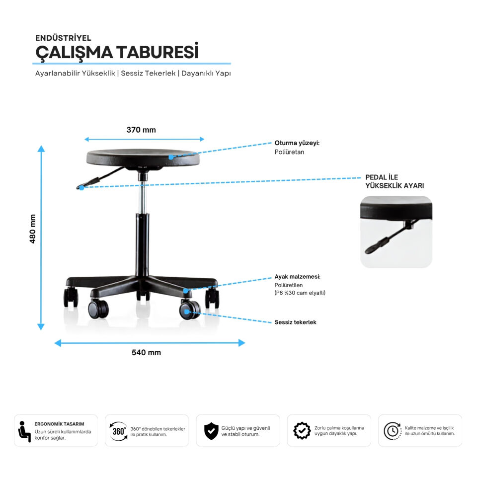 Endüstriyel Çalışma Taburesi
