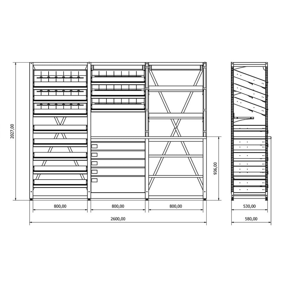 Eczane Raf Sistemi - BD.25.19.01 (H2030xW2600xD530)