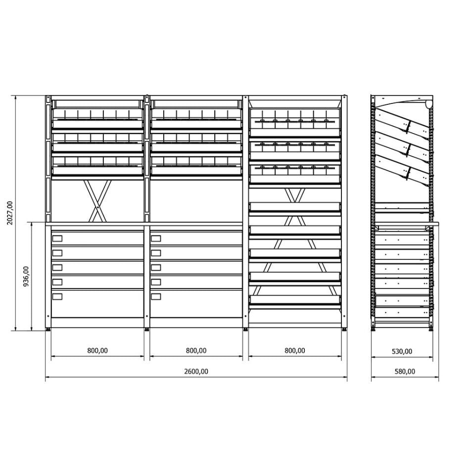 Eczane Raf Sistemi - BD.25.19.03 (H2030xW2600xD530)s
