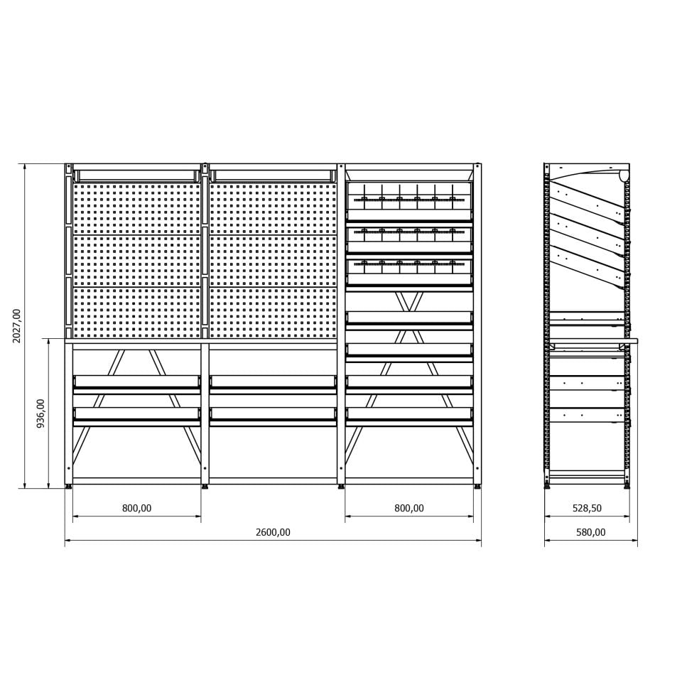 Eczane Raf Sistemi - BD.25.19.04 (H2030xW2600xD530)