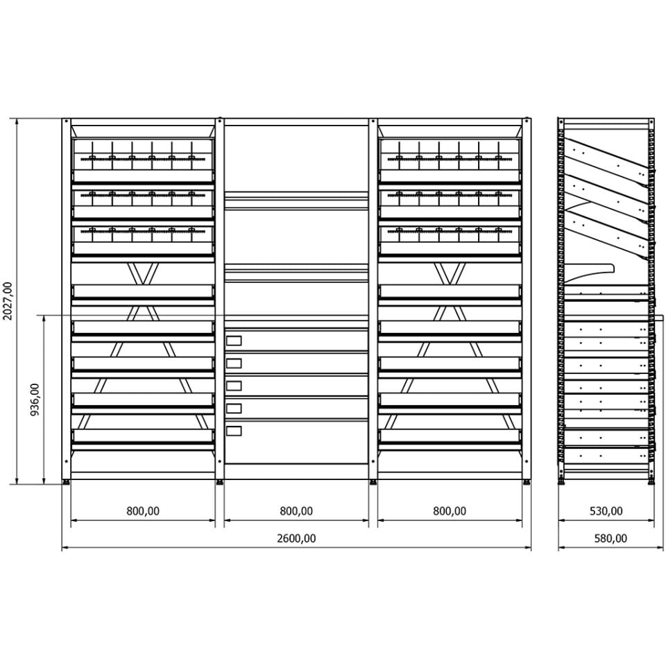 Eczane Raf Sistemi - BD.25.19.05 (H2030xW2600xD530)