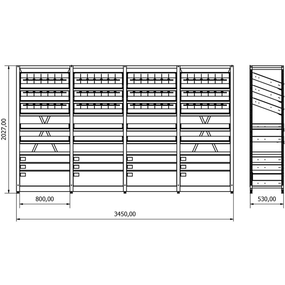 Eczane Raf Sistemi - BD.25.19.12 (H2030xW3450xD530)