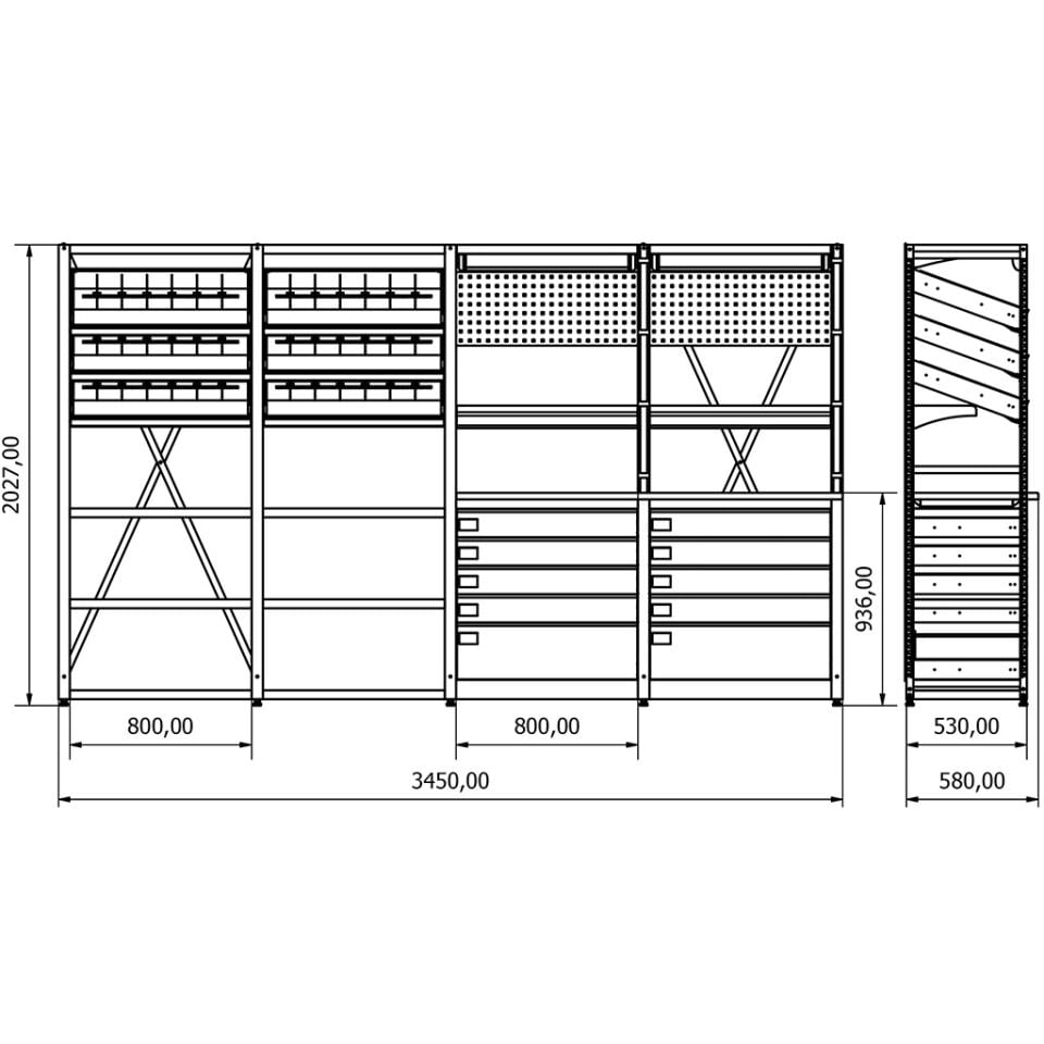Eczane Raf Sistemi - BD.25.19.13 (H2030xW3450xD530)