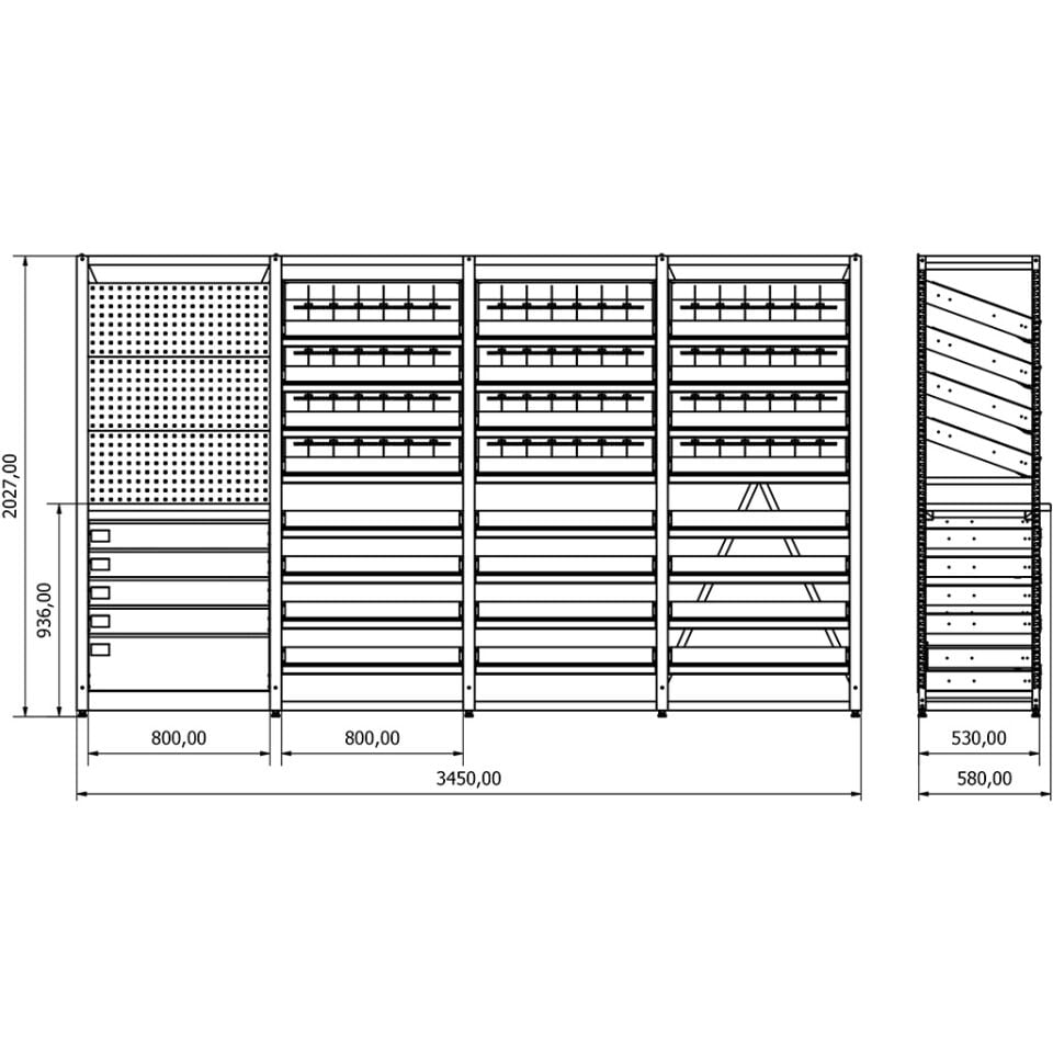 Eczane Raf Sistemi - BD.25.19.15 (H2030xW3450xD530)