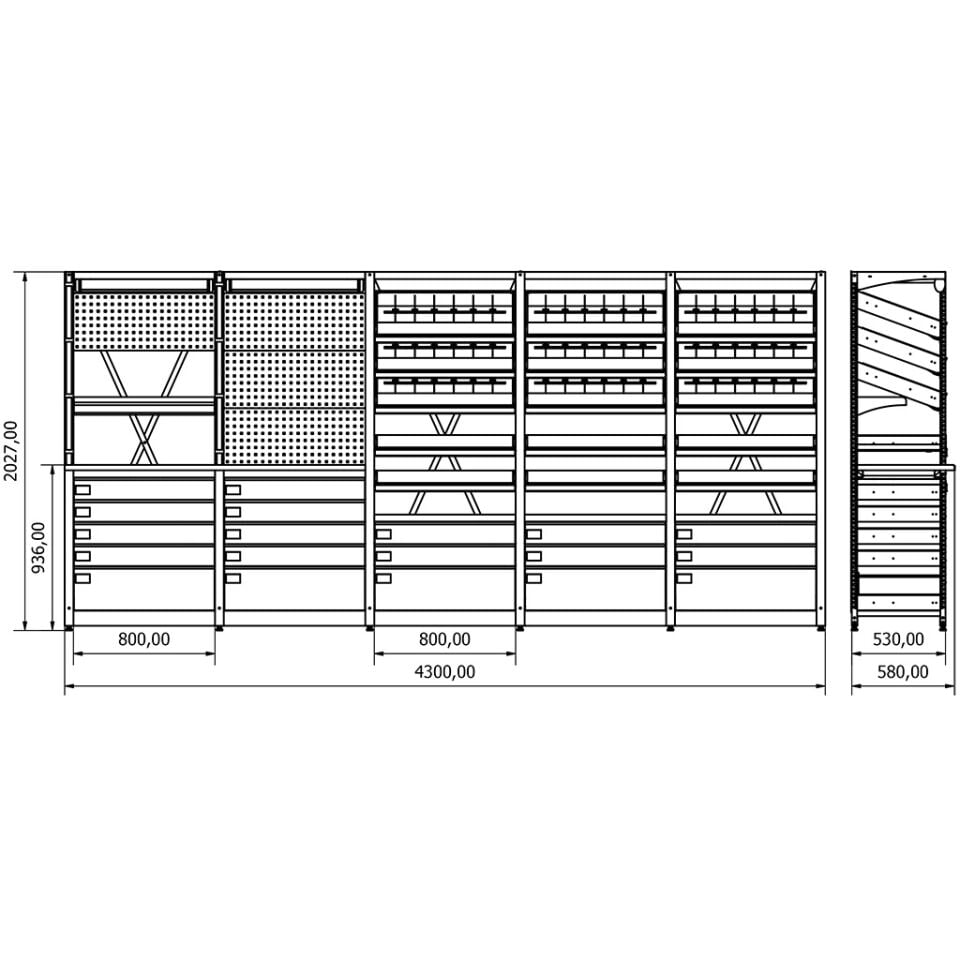 Eczane Raf Sistemi - BD.25.19.23 (H2030xW4300xD530)