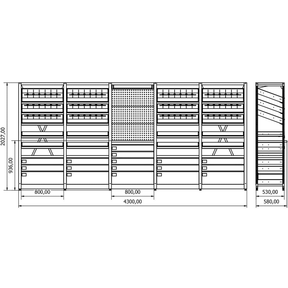 Eczane Raf Sistemi - BD.25.19.24 (H2030xW4300xD530)