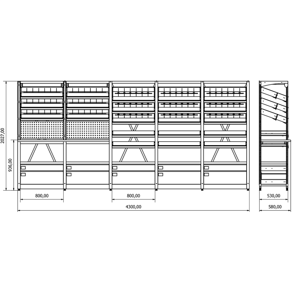 Eczane Raf Sistemi - BD.25.19.25 (H2030xW4300xD530)