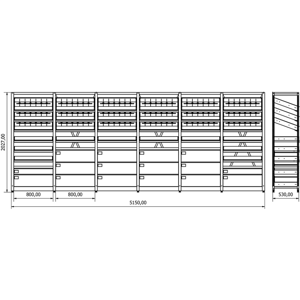 Eczane Raf Sistemi - BD.25.19.31 (H2030xW5150xD530)