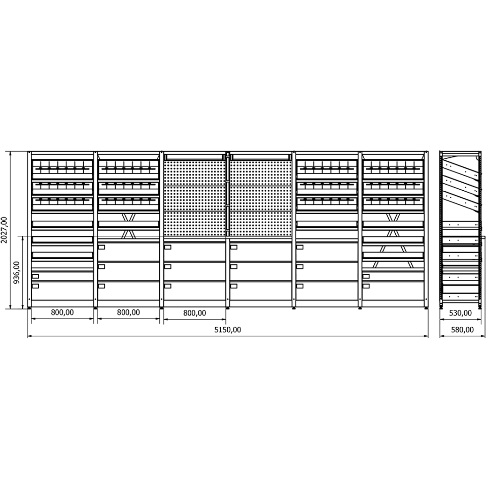 Eczane Raf Sistemi - BD.25.19.32 (H2030xW5150xD530)