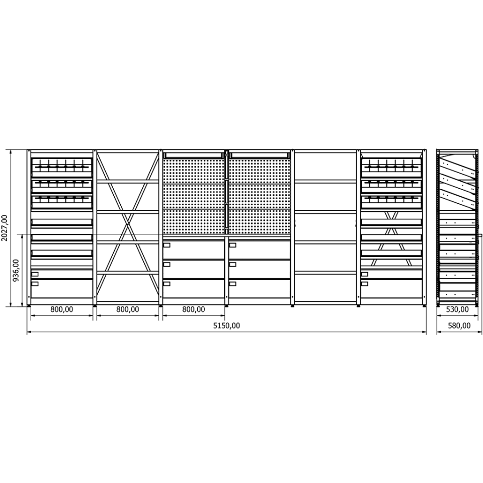 Eczane Raf Sistemi - BD.25.19.33 (H2030xW5150xD530)