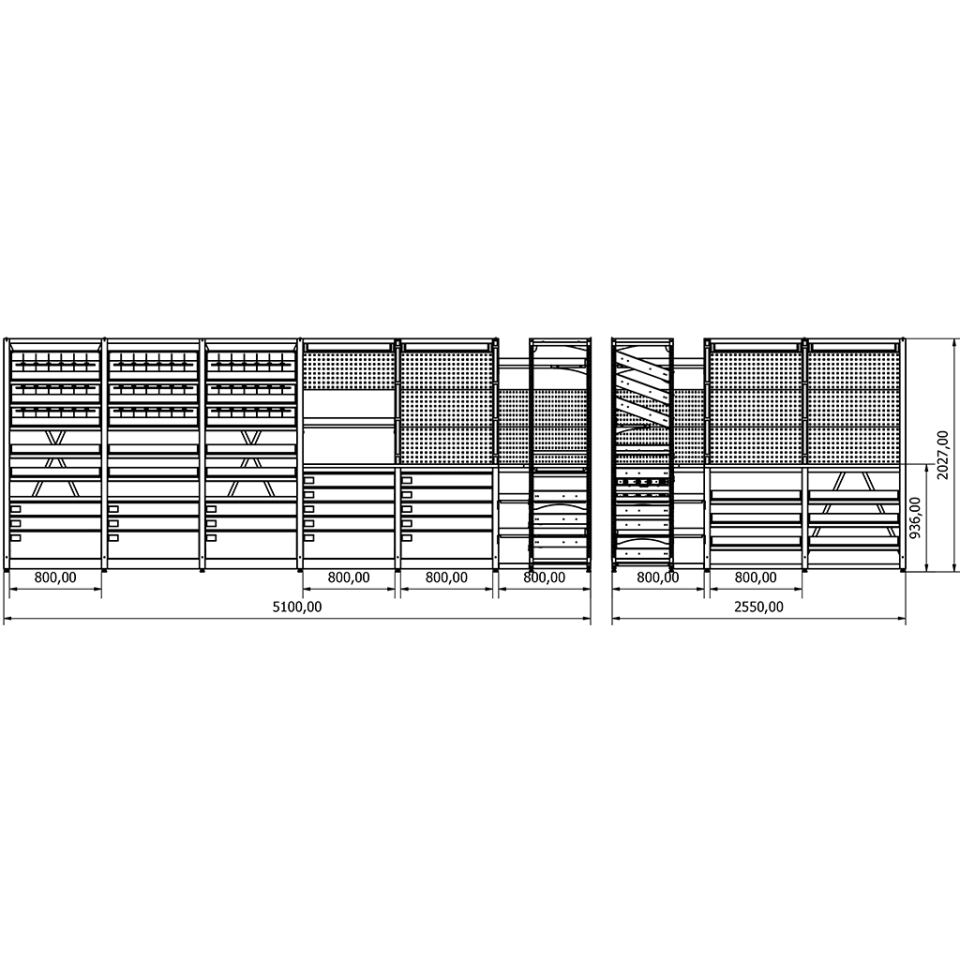 Eczane Raf Sistemi - BD.25.19.81 (H2030xW5150xD530)
